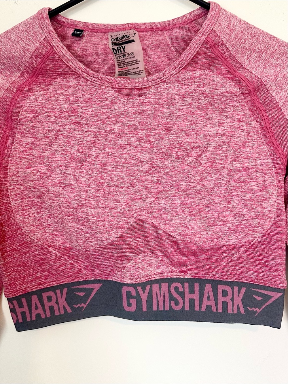 Gymshark Flex Long Sleeve Crop Top in Dusty Pink Marl/Charcoal - Size: Small - Picture 4 of 10